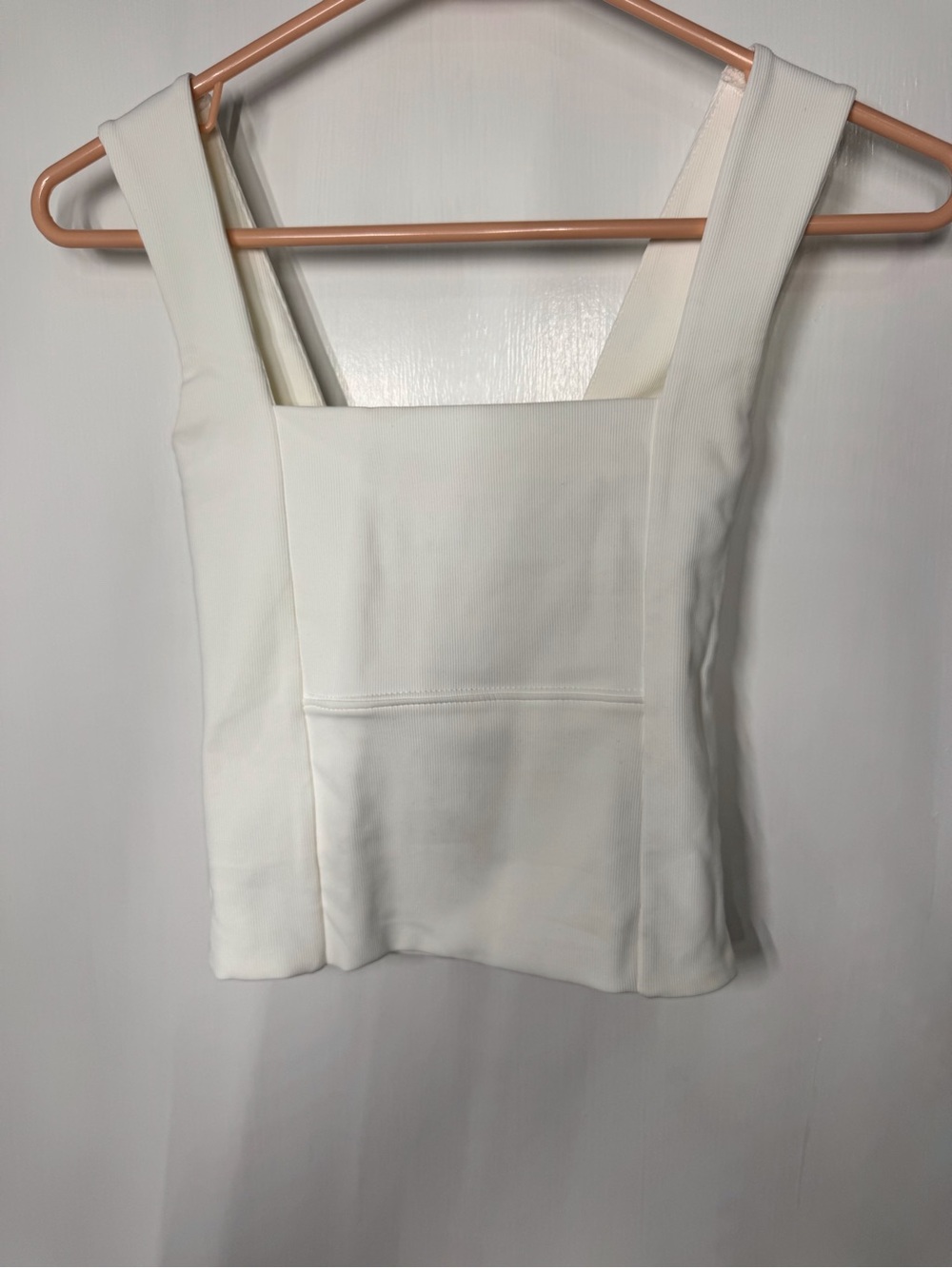 White Fox Boutique Cream Square-Neck Ribbed Tank